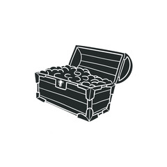 Treasure Chest Icon Silhouette Illustration. Pirate Gold Vector Graphic Pictogram Symbol Clip Art. Doodle Sketch Black Sign.