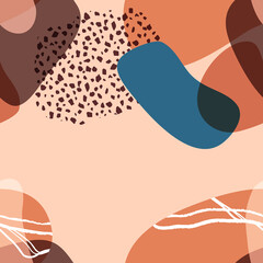 Abstract minimalist seamless pattern with trendy style overlay shapes, using for social media, stories template, decoration, package, fabrics, textile, cover design. Vector illustration. 