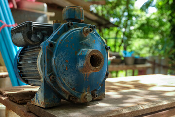 Fototapeta na wymiar The water supply pump is rusted.