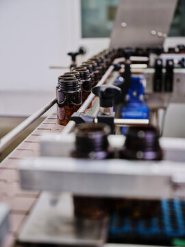 Filling machine at pharmaceutical factory