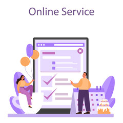 Event management online service or platform. Celebration