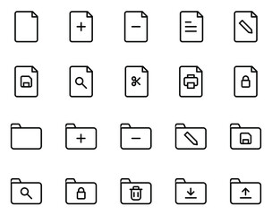 Simple set of file and folder vector on white background.