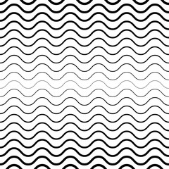 Thick and thin wavy lines. Vector waves pattern.