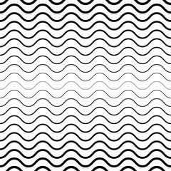 Thick and thin wavy lines. Vector waves pattern.