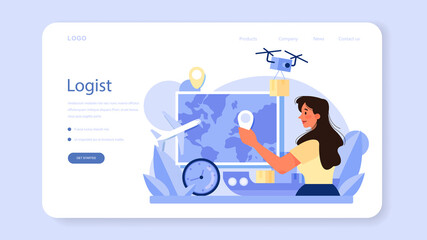 Logistic and delivery service web banner or landing page.