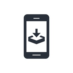 Smartphone download process. Vector icon isolated on white background.
