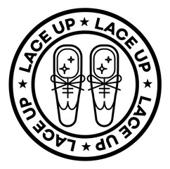 Lace up isolated on white sign , badge, stamp
