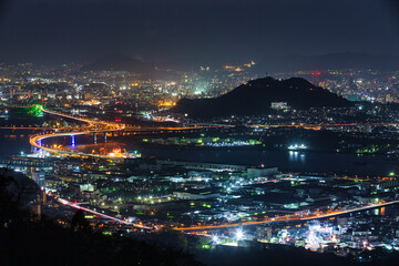広島市夜景　海田大橋、仁保ジャンクション