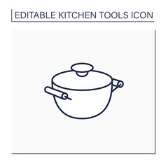Stockpot line icon. Cooking pot. Special equipment used to cook soup. Kitchen tools concept. Isolated vector illustration. Editable stroke