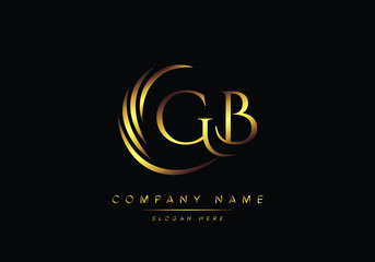 alphabet letters GB monogram logo, gold color elegant classical