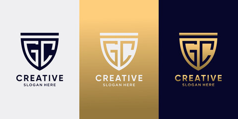 Symbol of shield logo design initial letter GC with creative concept. Logo design template for business company and personal