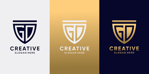 Symbol of shield logo design initial letter GD with creative concept. Logo design template for business company and personal