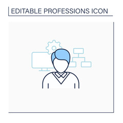 Programmer line icon. Writes, creates computer software, applications. Software developers, coders, or hackers. Important job.Professions concept. Isolated vector illustration.Editable stroke
