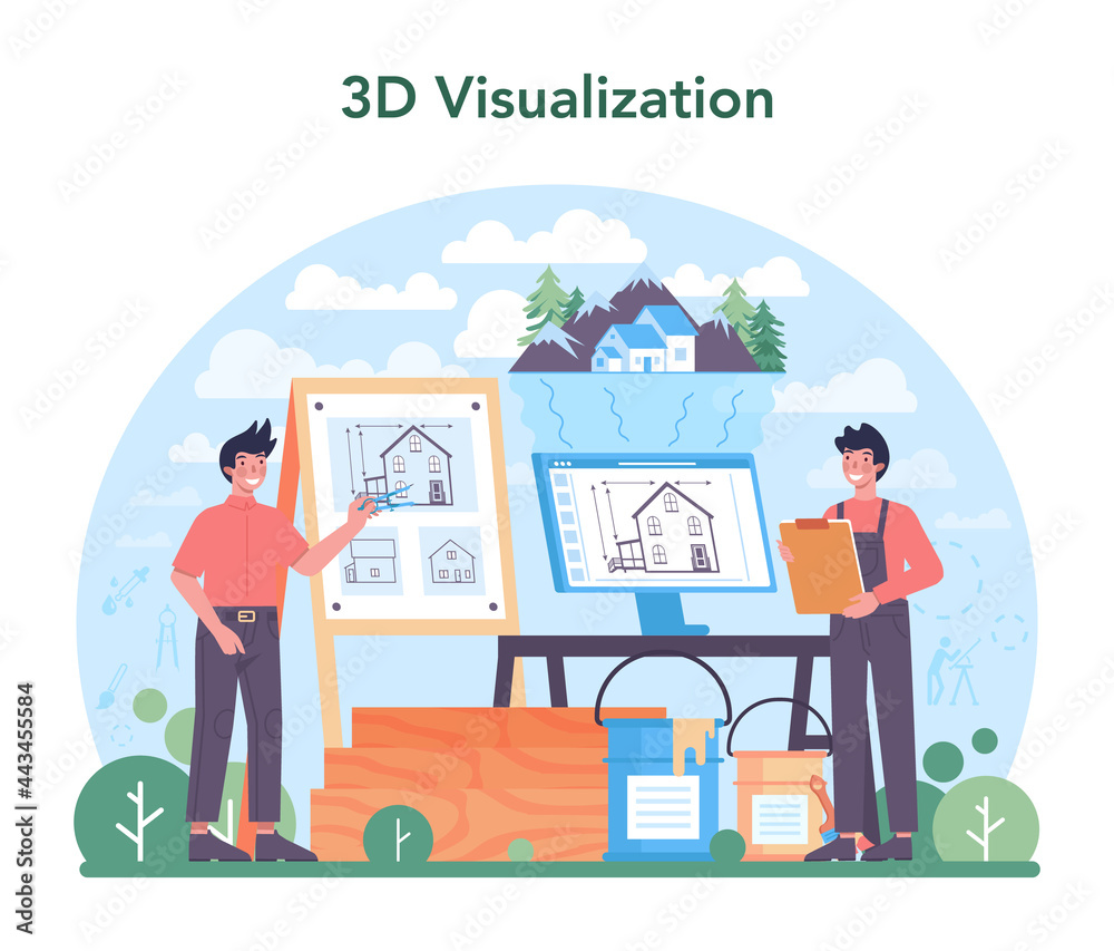Wall mural architecture concept. idea of building project and construction work