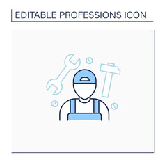 Handyman line icon.Fixer, handyperson and handyworker.Repairs home.Important job.Professions concept. Isolated vector illustration.Editable stroke