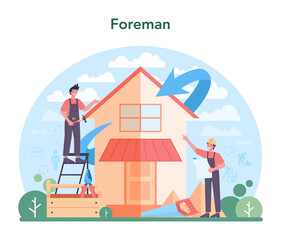 Foreman concept. Main engineer leading at construction site.