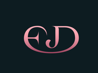 ED monogram logo.Typographic signature icon.Letter e and letter d.Lettering sign isolated on dark background.Alphabet initials.Elegant, luxury, beauty, fashion style.Pink color.