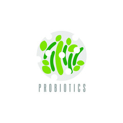 Probiotics logo. Bacteria logo. Concept of healthy nutrition ingredient for therapeutic purposes. Simple flat style trend modern logotype graphic design isolated