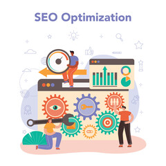 SEO specialist concept. Idea of search engine optimization for website