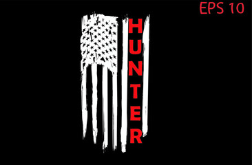 Distressed American Flag, hunting, hunt  illustration clip art, American style t-shirt design with American flag 