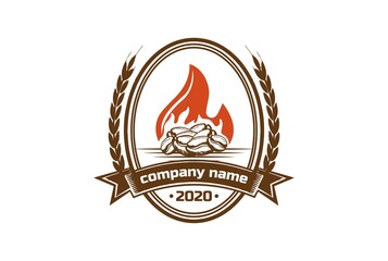 Coffee Bean with Flame for Roasted Coffee Product Logo Design Vector