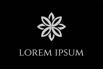 Elegant Luxury Geometric Flower Leaf Logo Design Vector