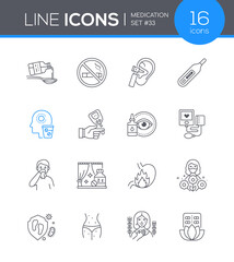 Medication - modern line design style icons set