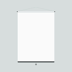 White folding screen for demonstration, presentation. Vector illustration, realistic design, isolated, eps 10.