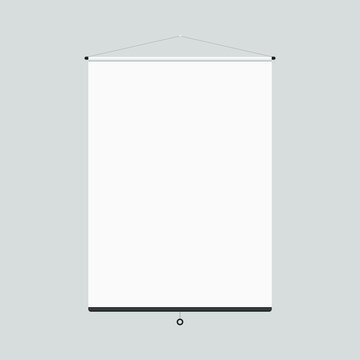 White folding screen for demonstration, presentation. Vector illustration, realistic design, isolated, eps 10.