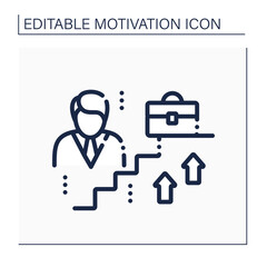 Career growth line icon.Professional advancement. Opportunities for rapid self-improving at work. Motivation concept. Isolated vector illustration. Editable stroke