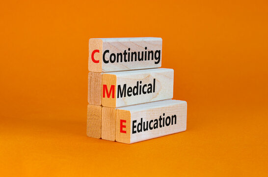 CME, Continuing Medical Education Symbol. Wooden Blocks With Words CME, Continuing Medical Education On Beautiful Orange Background. Business, CME, Continuing Medical Education Concept.