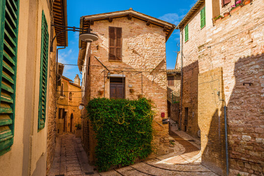 Spello charming historic center lane in Umbria