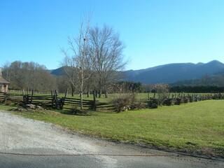 Fence on mountain farm