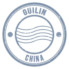 GUILIN - CHINA, words written on gray postal stamp