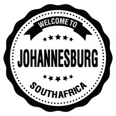 WELCOME TO JOHANNESBURG - SOUTH AFRICA, words written on black stamp