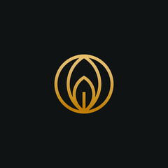golden abstrac leaf luxury logo design