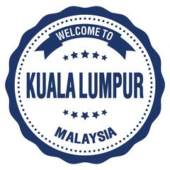WELCOME TO KUALA LUMPUR - MALAYSIA, words written on blue stamp