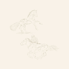 Fototapeta na wymiar horse racing illustration hand drawing sketch
