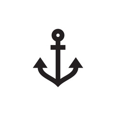 Simple Flat Anchor Icon Illustration Design, Silhouette of Anchor Symbol Template Vector