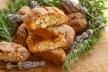Typical Tuscan biscuits called Cantuccini