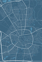Detailed map of Eindhoven city administrative area. Cityscape panorama. Decorative graphic tourist map of Eindhoven territory.