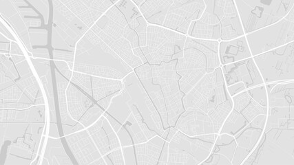 White and light grey Utrecht City area vector background map, streets and water cartography illustration.