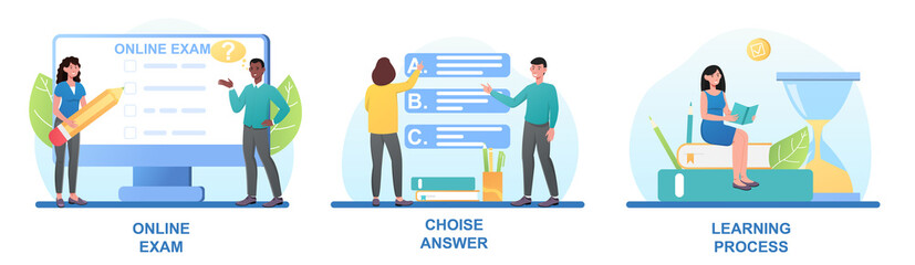 Set of online education and exam deadline situations