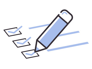 Naklejka premium シンプルな線の鉛筆でチェックボックスにチェックするイラスト