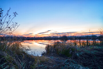 Beautiful sunset over a small river