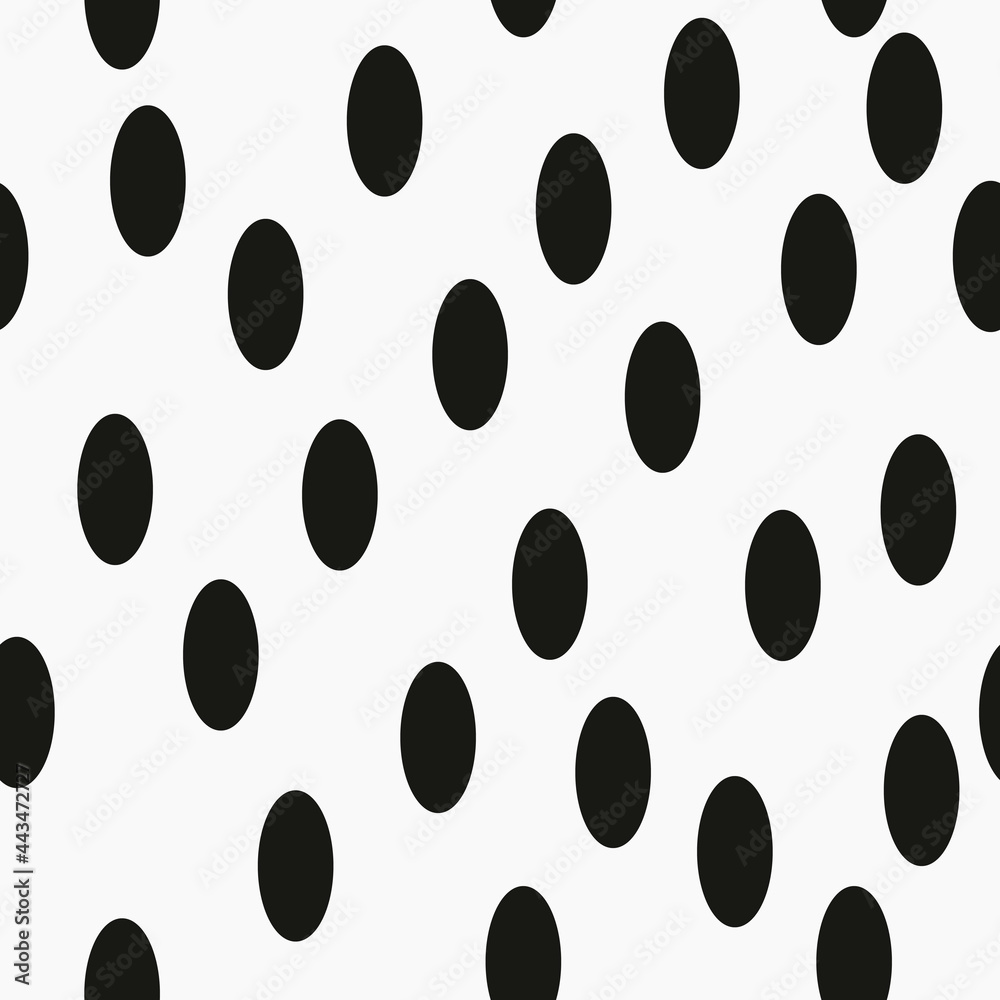 Poster black seamless ovals pattern. simple oval shapes in vector. repeated sample with ovals make wallpape