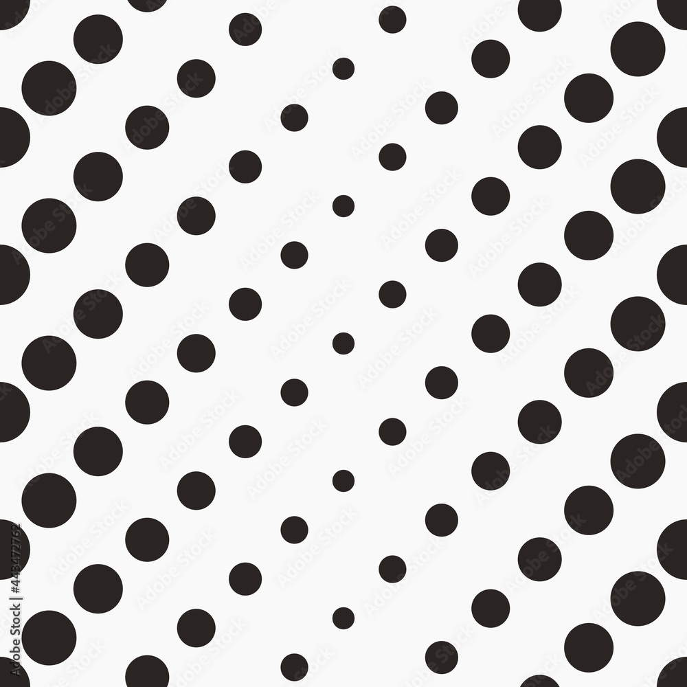 Poster Diagonal circles gradient. Vector little and large circles in diagonal position.