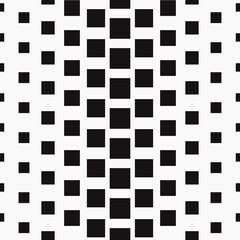 Gradient squares. White background and black squares. Simple square pattern from small to large size.
