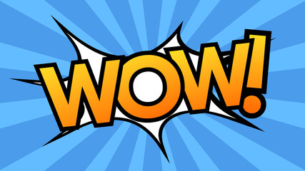 WOW , word pop art vector illustration. on blue background , illustration Vector EPS 10