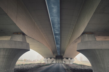 empty freeway highway  overpass in countryside